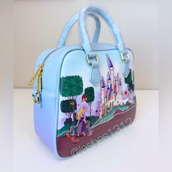 LOUNGEFLY Disney Sleeping Beauty Aurora Castle Satchel Purse – Blue - Picture 4 of 8